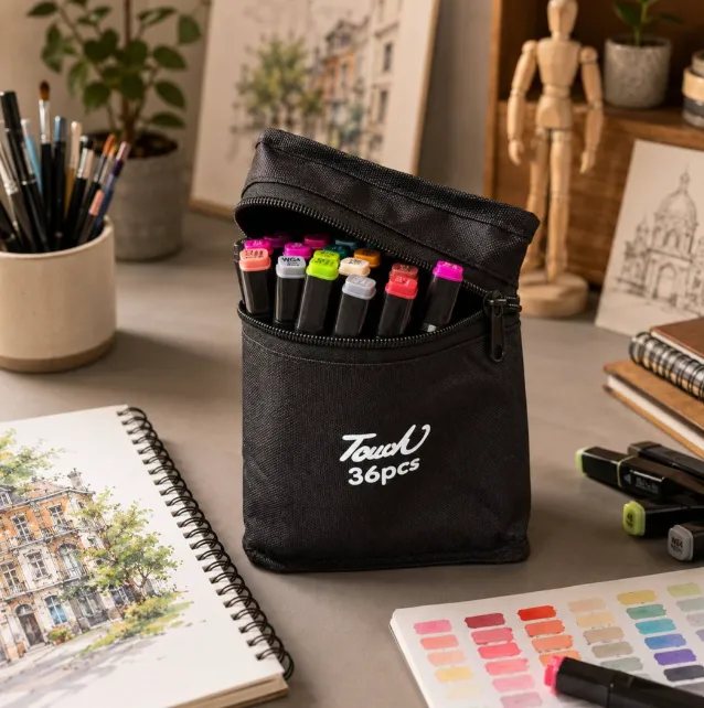 Set de markere pe bază de alcool Touch Twin – 36 de culori, în etui textil