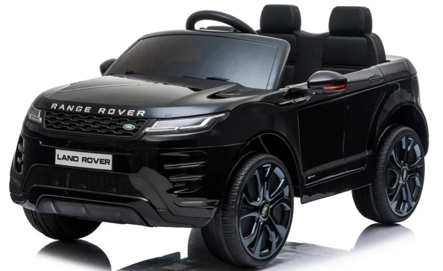 Mașinuță electrică Range Rover Evoque neagră cu telecomandă, roți EVA și scaun din piele JE-345 (8130037CR/DK-RRE99)
