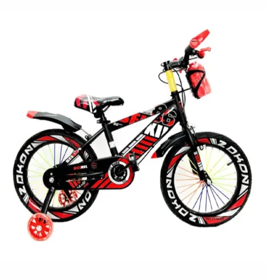 Bicicletă pentru copii cu 4 roți, 18 inch, roșie, cod 2291D