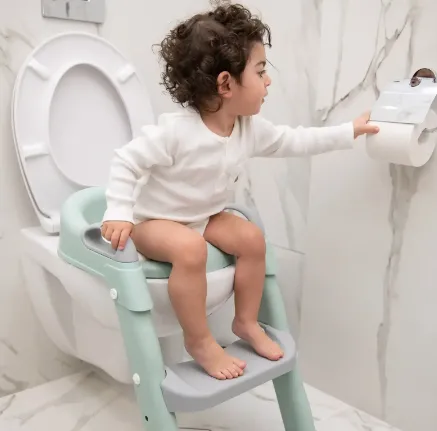 Colac pentru WC copii cu scară Kikkaboo Lea Pink, 12 luni + Colac pentru WC copii cu scară Kikkaboo Lea Pink, 12 luni +