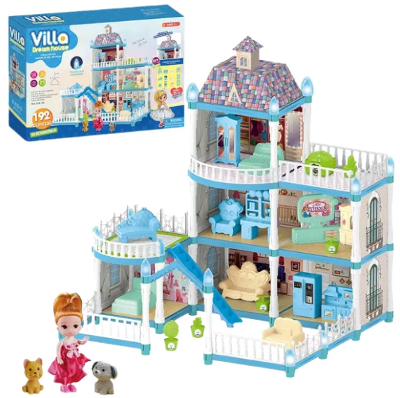 Кукольный домик «Вилла Мечты» + аксессуары, с ночным свечением, 192 эл.