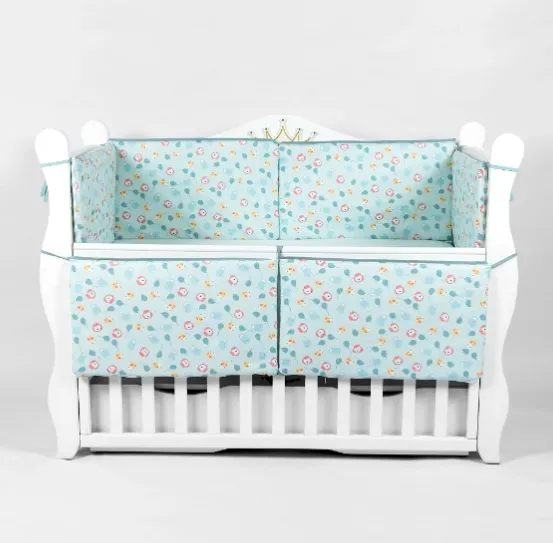 Apărătoare pătuț PM Baby Zoo Turcoaz (6 piese), 120x60 cm