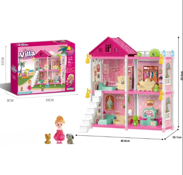 Căsuță pentru păpuși „Vila Mică” + accesorii, 98 elem. Căsuță pentru păpuși „Vila Mică” + accesorii, 98 elem.