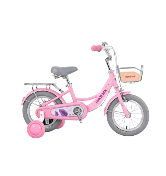 Bicicletă pentru copii cu 4 roți, 14 inci, roz, cod 2361D