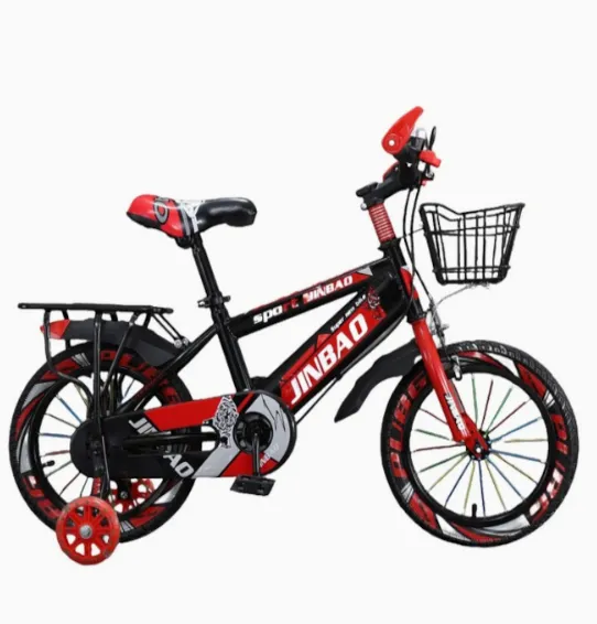 Bicicletă pentru copii cu 4 roți, 18 inch, roșie, cod 2287D