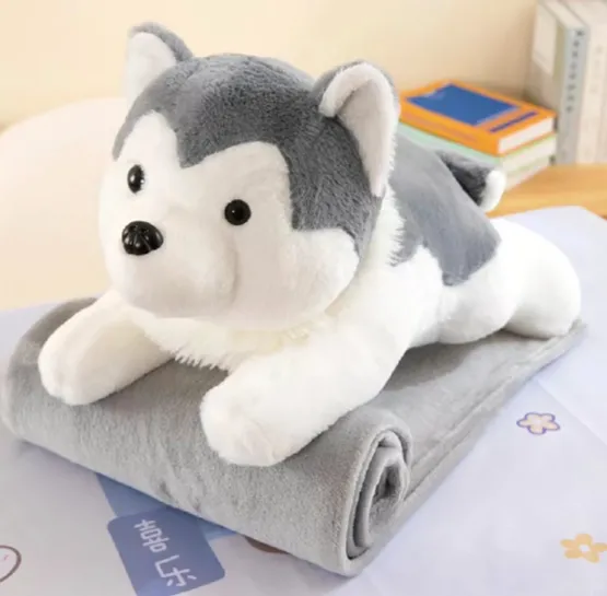 Jucărie din pluș Husky 65cm, cu plapumă 1×1.6m (912451)