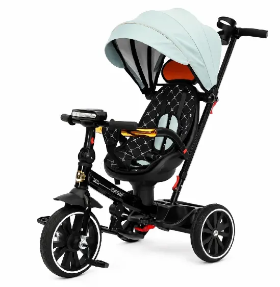 Tricicletă pentru copii cu muzică și scaun rotativ 360°, verde (42258)