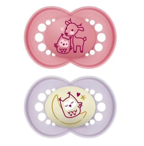 Пустышка ортодонтическая силиконовая MAM Original Day and Night Planet Love Girl (16+ мес), 2 шт.