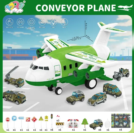 Avion cu sunete in set cu masinute