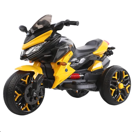 Детский электромотоцикл с дистанционным управлением, желтый (56789)