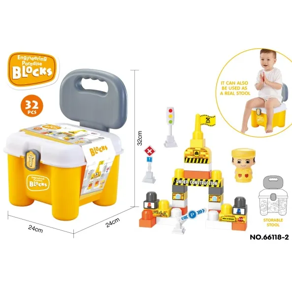 Set de construcție puzzle teren de joacă ingineresc, 32 piese, plastic, 66118-2
