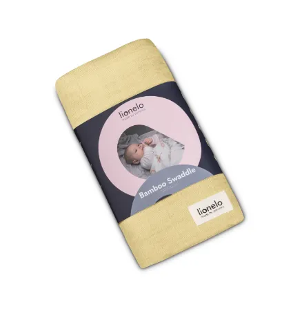 Plapumă Lionelo Bamboo Swaddle Yellow Lemon, 120x120 cm