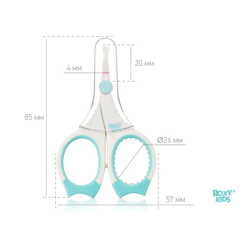 Foarfece de manichiura pentru nou-nascuti Roxy Kids, cu manere cauciucate, Albastru (RPS-002) Foarfece de manichiura pentru nou-nascuti Roxy Kids, cu manere cauciucate, Albastru (RPS-002)