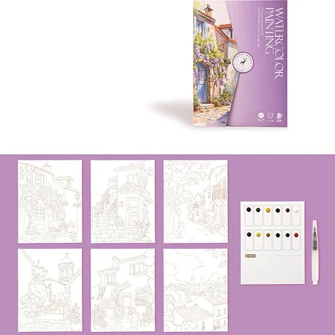 Set pictură acuarelă mov, cod 929042 Set pictură acuarelă mov, cod 929042