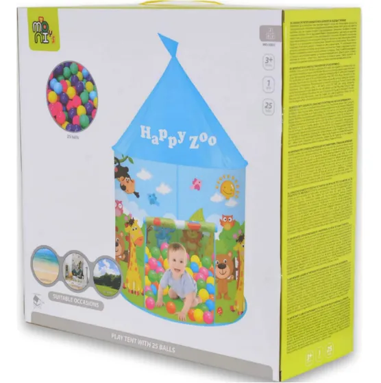 Cort pentru copii Moni Yurt cu 25 bile Blue Cort pentru copii Moni Yurt cu 25 bile Blue