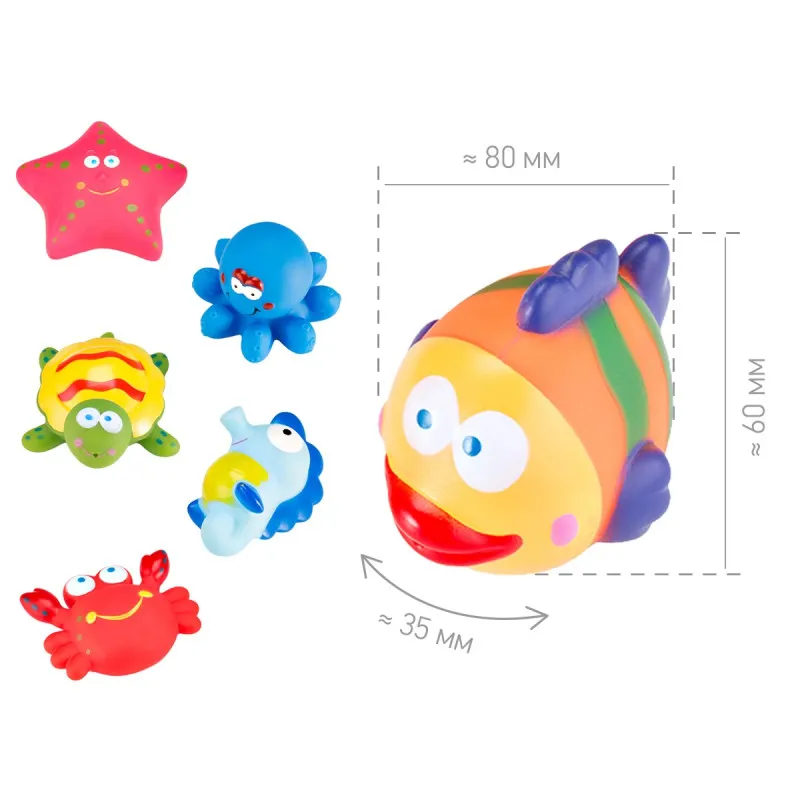 Set de jucarii de baie Roxy Kids „Locuitorii mării” (6 buc.) (RRT-811-2) Set de jucarii de baie Roxy Kids „Locuitorii mării” (6 buc.) (RRT-811-2)