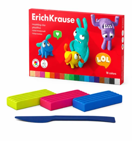 Plastilina ErichKrause Jolly Friends 18 culori 324 g