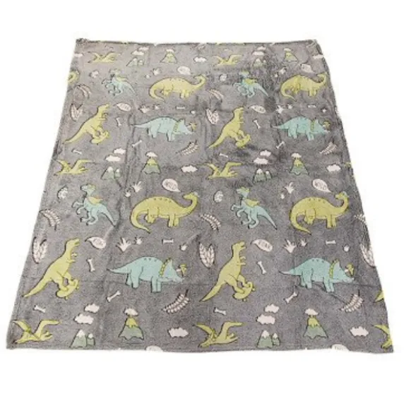Pătură pentru copii care luminează în întuneric, cu dinozauri Pătură pentru copii care luminează în întuneric, cu dinozauri