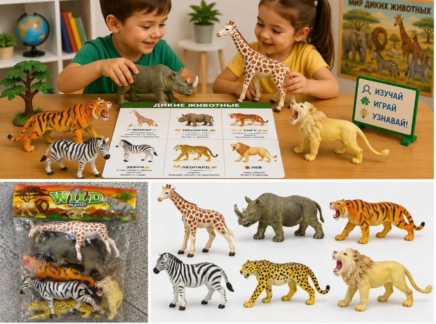 Set de figurine cu animale sălbatice din safari