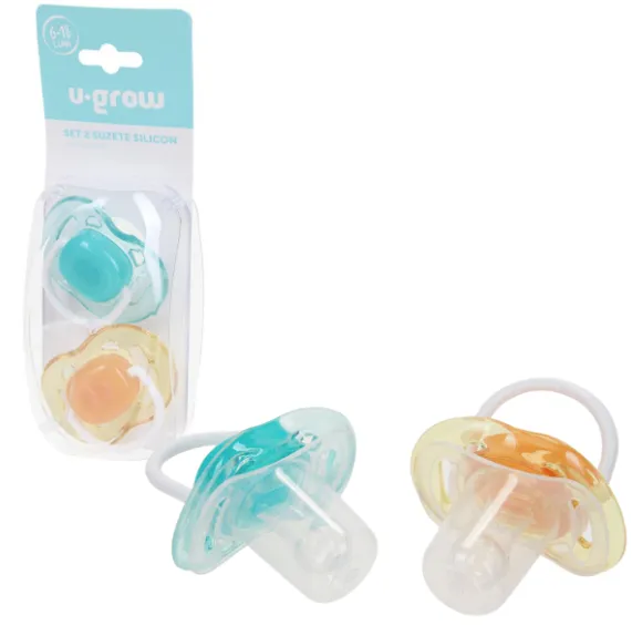 Set 2 suzete din silicon cu apărătoare, 6-18 luni