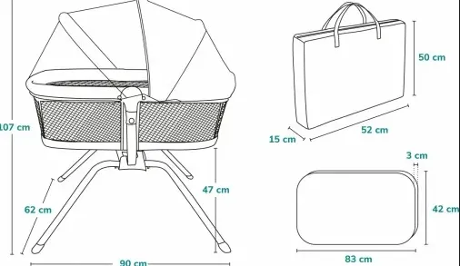 Patut Co-sleeper 3 in 1 Lionelo Malin Grey Stone Patut Co-sleeper 3 in 1 Lionelo Malin Grey Stone