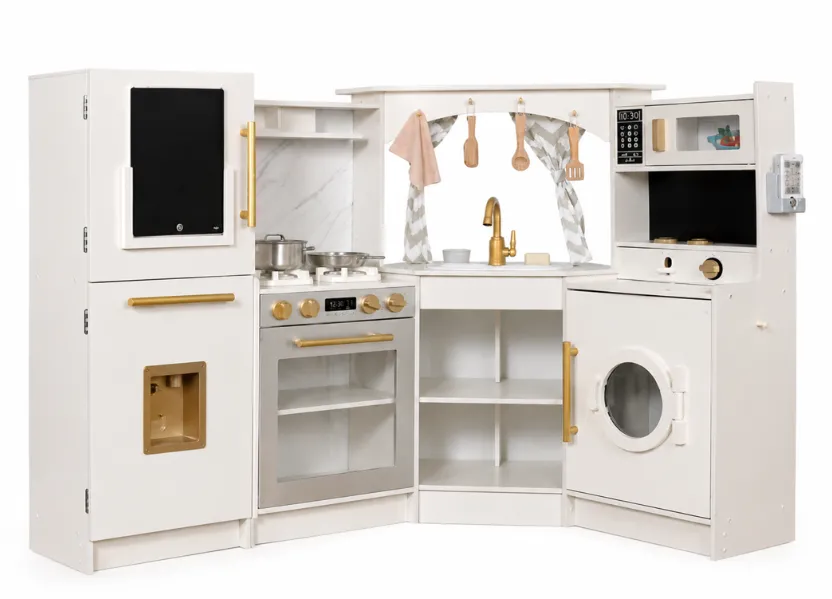Bucatarie din lemn cu functii si accesorii, 91.4*91.4*90cm, alba