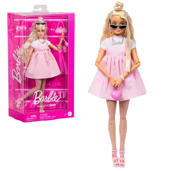 Păpușa Barbie „Fashionistă în rochie roz pastel”