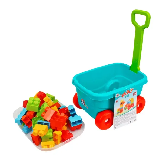 Конструктор в тележке, 50 цветных деталей 1393