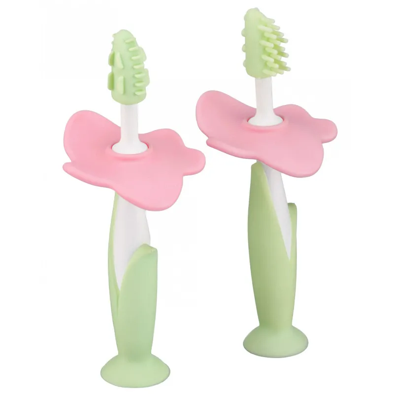 Set periuță de dinți+perie de masaj Roxy-Kids (RTB-006) Verde Deschis