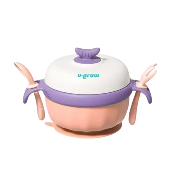 Bol termic U-Grow cu linguriță și furculiță, mov Bol termic U-Grow cu linguriță și furculiță, mov