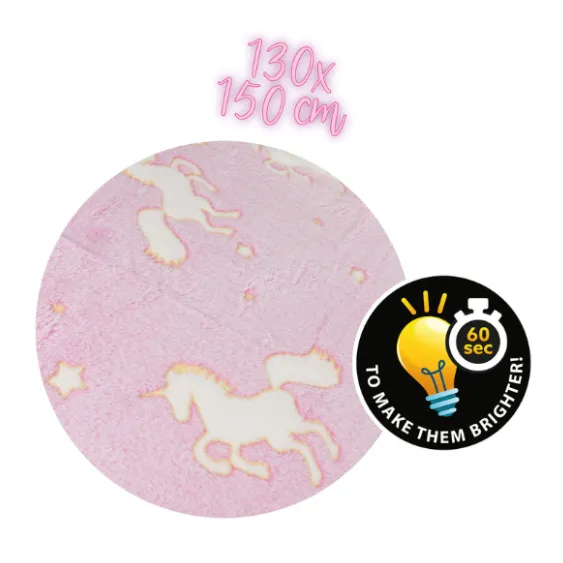 Pătură pentru copii care luminează în întuneric, cu unicorn Pătură pentru copii care luminează în întuneric, cu unicorn