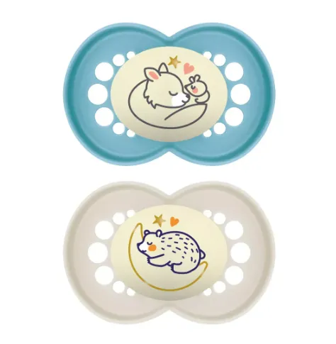 Пустышка ортодонтическая силиконовая MAM Original Night Planet Love Boy (16+ мес), 2 шт.