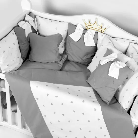 Lenjerie de patut 8 piese PMPerne Gri Lenjerie de patut 8 piese PMPerne Gri