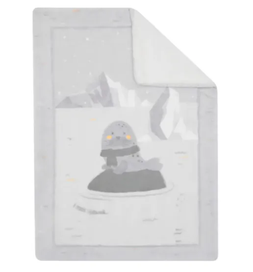 Păturică Kikkaboo Sherpa Seally Me Grey, 80x110 cm