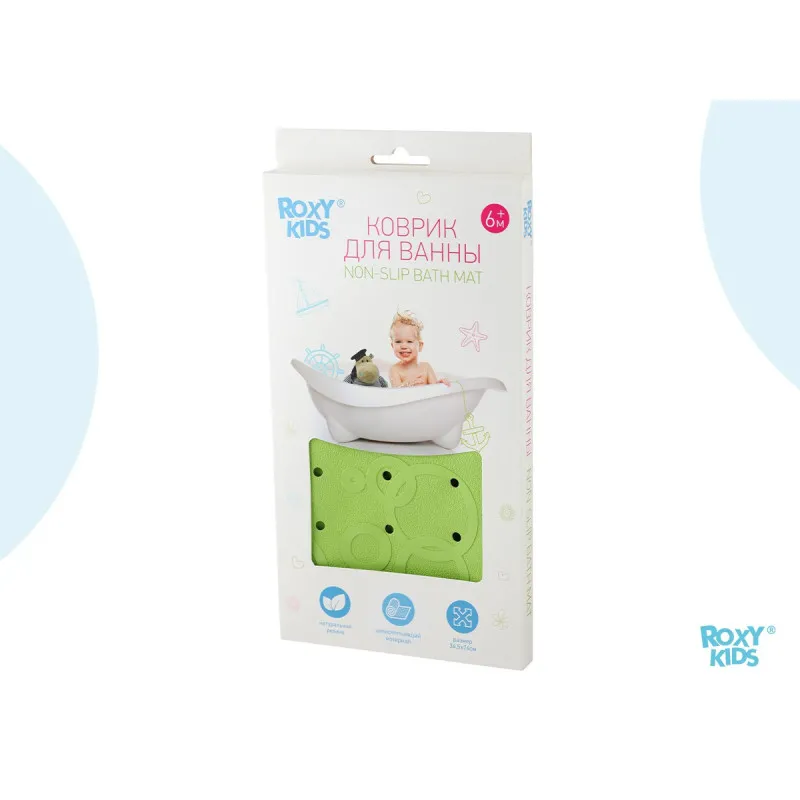 Covor de baie din cauciuc anti-alunecare Roxy Kids 35×76 cm (cu gauri), Verde deschis (BM-M188GR) Covor de baie din cauciuc anti-alunecare Roxy Kids 35×76 cm (cu gauri), Verde deschis (BM-M188GR)