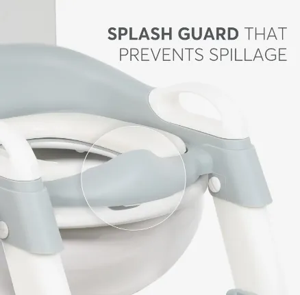Colac pentru WC copii cu scară Kikkaboo Lea Grey, 12 luni + Colac pentru WC copii cu scară Kikkaboo Lea Grey, 12 luni +