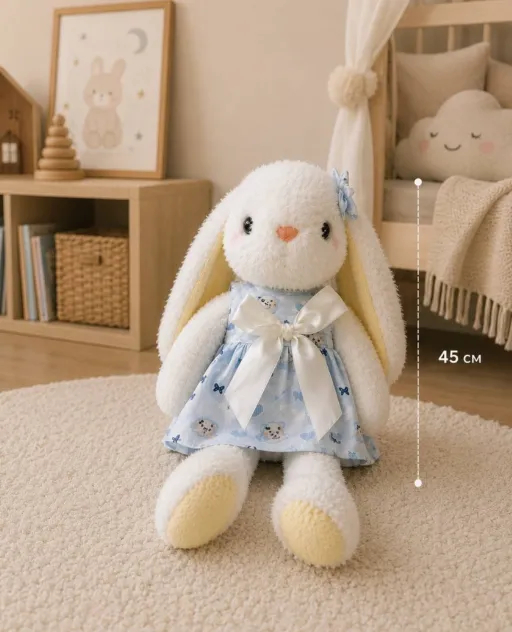 Jucărie de pluș „Iepuraș în rochiță” (45 cm)