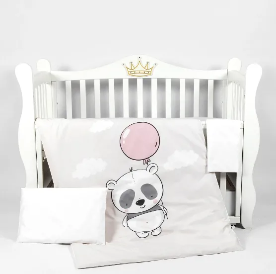 Lenjerie de pătuț PM Premium Panda (3 piese), 120x60 cm