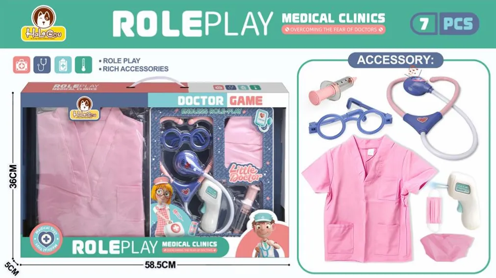 Set de haine si accesorii de medic roz, DF546-146D