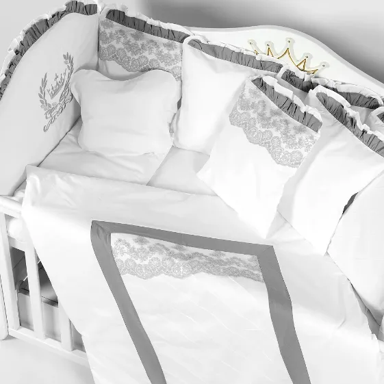 Lenjerie de patut 8 piese PM Royal Gri Lenjerie de patut 8 piese PM Royal Gri