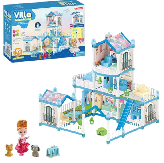 Кукольный домик «Вилла Мечты» + аксессуары, с ночным свечением, 192 элем.