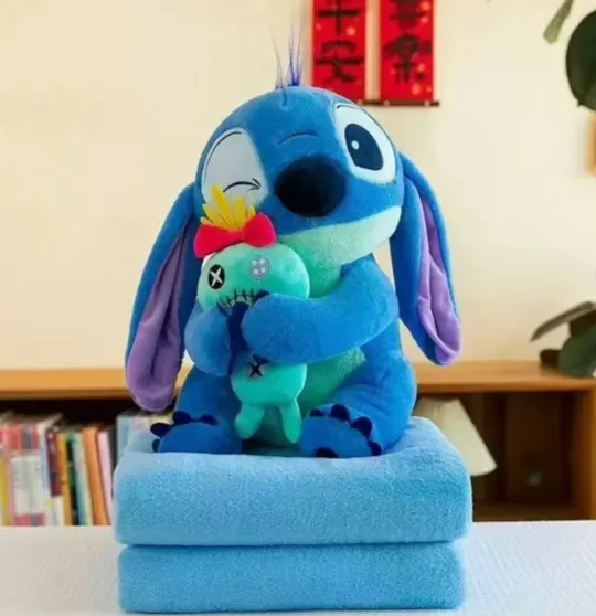 Jucărie din pluș Stitch cu Scrump 45cm ,cu plapumă 1×1,6m , albastru (578963)