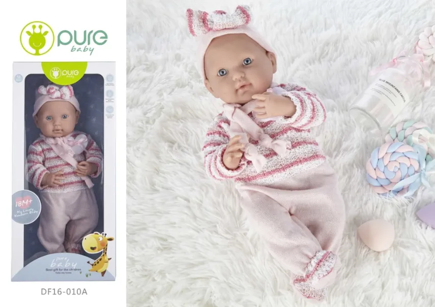 Păpușă din vinil „Pure Baby”, 40 cm, în costum DF16-010A