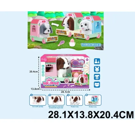 Catelus pe baterii,merge si latra