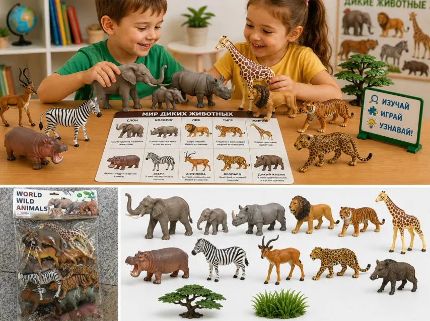 Set de figurine cu animale sălbatice din safari