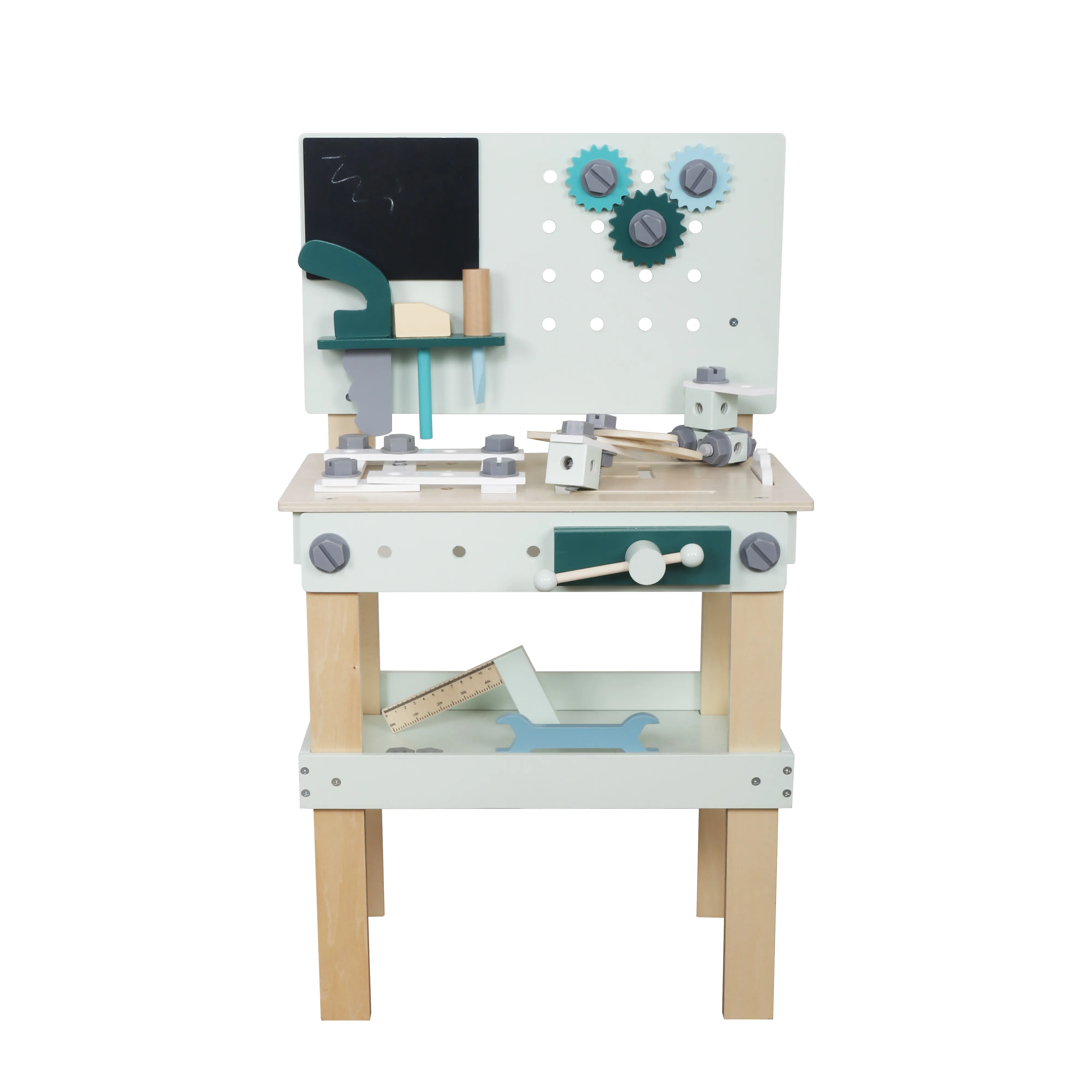 Masa de lemn pentru copii cu unelte, albastra W03D242