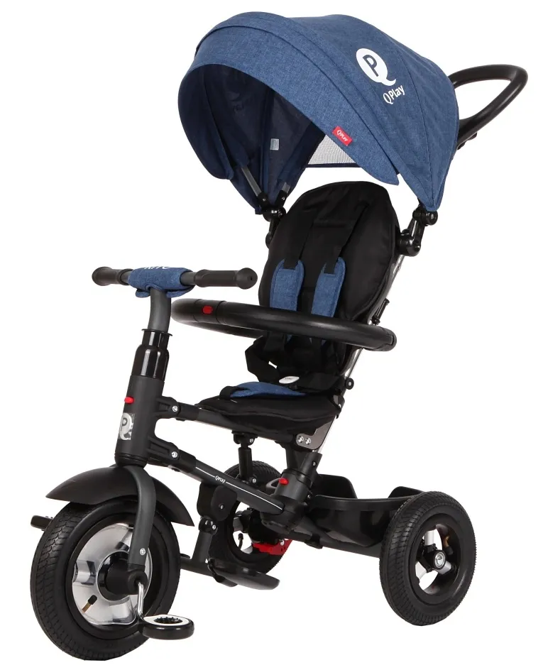 Triciclu copii Qplay Rito Rubber Blue