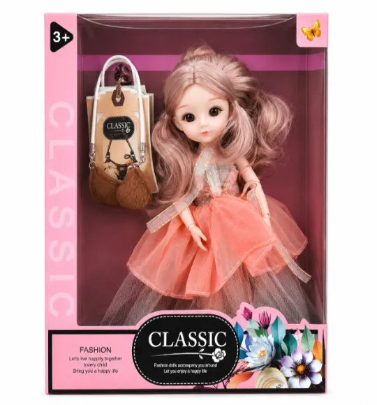 Păpușă 29 cm cu geantă, portocalie, DS2601B1-1, cod 10227b