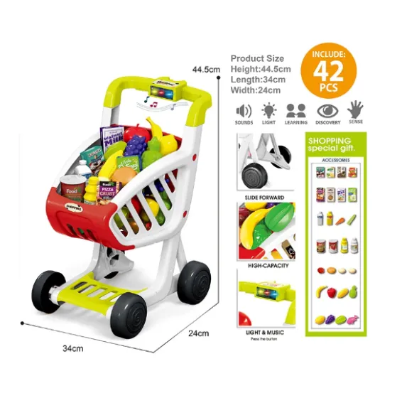 Set de joacă pentru copii „Cărucior pentru cumpărături”, 42 elem. Set de joacă pentru copii „Cărucior pentru cumpărături”, 42 elem.