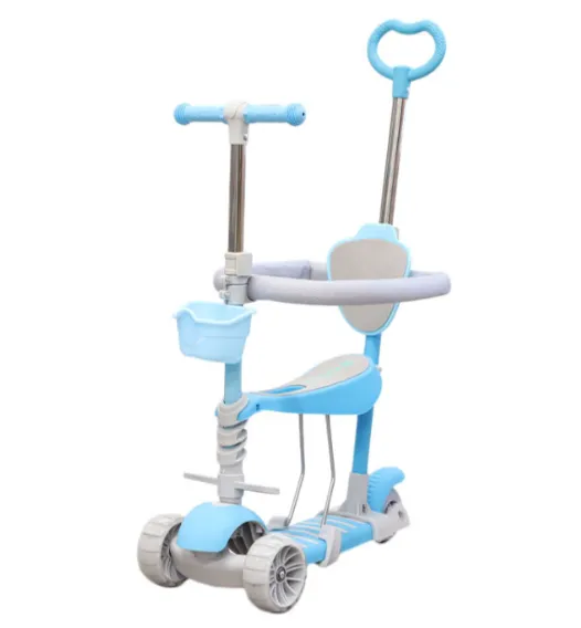 Trotinetă pentru copii 5 în1 (protecție,suport), albastră, cod 147601